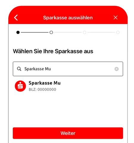 S-pushTAN App Sparkasse auswählen Suche