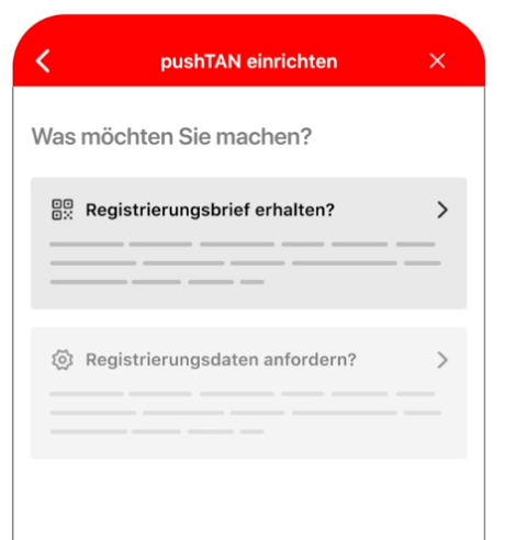pushTAN App Registrierungsbrief erhalten