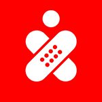 Icon zwei Pflaster vor rotem Hintergrund